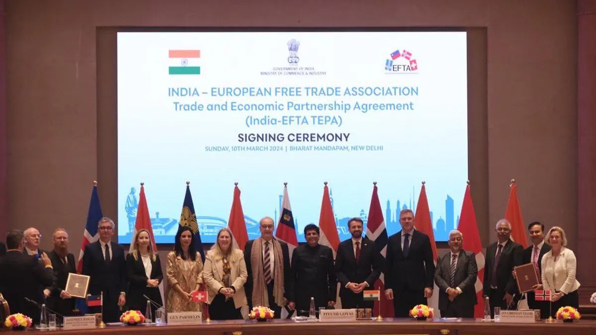 Infographic summarizing the key benefits of the $100 billion India EFTA Agreement for trade and economic growth